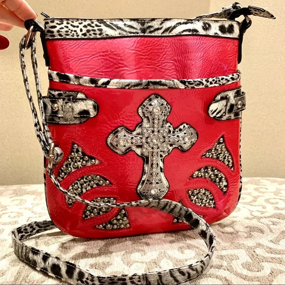 Pink Purse With Silver Embellished Cross
